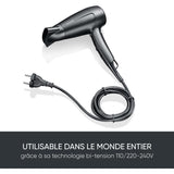 Seche-cheveux de voyage compact - SEVERIN - HT 0159 - Diffuseur & Concentrateur - 1600 W - Poignée pliable - Noir