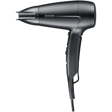 Seche-cheveux de voyage compact - SEVERIN - HT 0159 - Diffuseur & Concentrateur - 1600 W - Poignée pliable - Noir