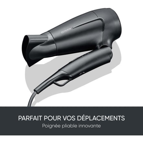 Seche-cheveux de voyage compact - SEVERIN - HT 0159 - Diffuseur & Concentrateur - 1600 W - Poignée pliable - Noir