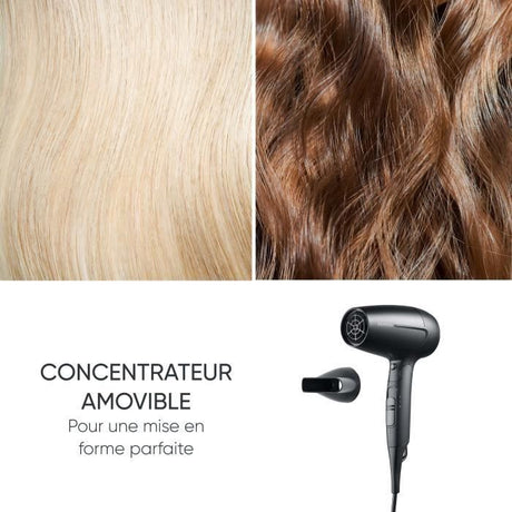 Seche-cheveux de voyage compact - SEVERIN - HT 0159 - Diffuseur & Concentrateur - 1600 W - Poignée pliable - Noir