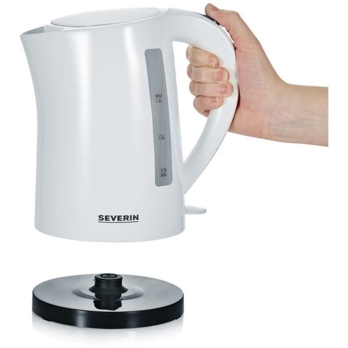 Bouilloire SEVERIN WK3494 - 1,5 L, ébullition rapide, Ouverture XXL, Socle 360°, Blanc