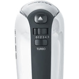 Batteur électrique SEVERIN HM3830 - 5 vitesses + fonction turbo, 1 600 tours/min, 2 fouets et crochets inox