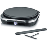 Crepiere électrique XXL - SEVERIN - CM2199 - Ř 38cm - Avec spatule et répartiteur - Inox brossé / Noir