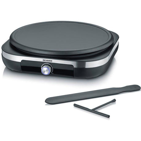 Crepiere électrique XXL - SEVERIN - CM2199 - Ř 38cm - Avec spatule et répartiteur - Inox brossé / Noir