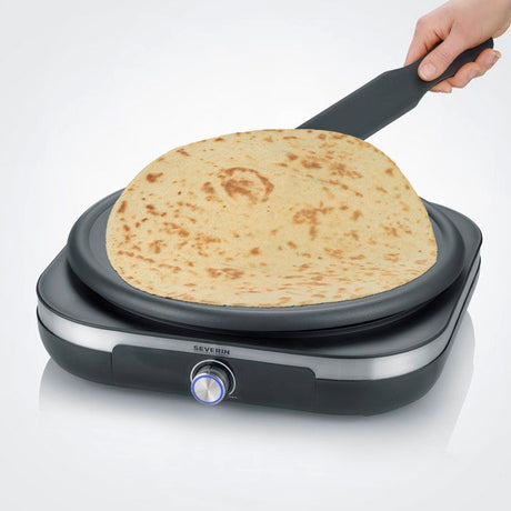 Crepiere électrique XXL - SEVERIN - CM2199 - Ř 38cm - Avec spatule et répartiteur - Inox brossé / Noir