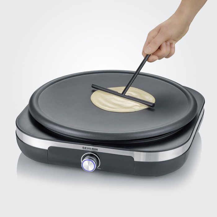 Crepiere électrique XXL - SEVERIN - CM2199 - Ø 38cm - Avec spatule et répartiteur - Inox brossé / Noir