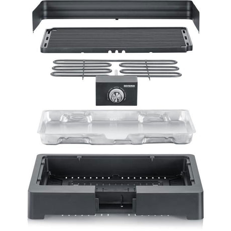 Barbecue électrique SEVERIN - PG8567 - Surface de cuisson 44,5x26cm - Thermostat réglable - 2200W