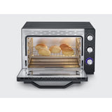 Four posable XXL a chaleur tournante SEVERIN - 60 L - 2 200 W - Tournebroche et pierre a pizza - Noir/Inox