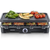 Appareil a raclette - SEVERIN - RG9670 - 8 personnes - Grande plaque de cuisson antiadhÈsive  41,7 x 26,3 cm - 1400 W - Noir
