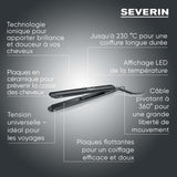 Fer a lisser ionique - SEVERIN - HG 0622 - Revetement céramique - Indicateur température LED - Chauffe rapide - Noir
