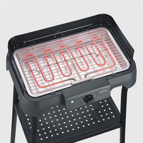 Barbecue électrique sur pieds - SEVERIN - PG8594 - 2000 W - Surface de cuisson 38 x 22 cm - Thermostat réglable - Noir