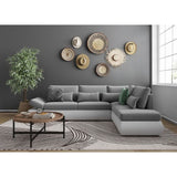 CanapÈ d'angle rÈversible convertible SEVARA 4 places - PU blanc et tissu gris clair - Coffre de rangement - L267 x P200 x H90 cm