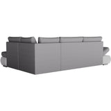 Canapé d'angle réversible convertible SEVARA 4 places - PU blanc et tissu gris clair - Coffre de rangement - L267 x P200 x H90 cm