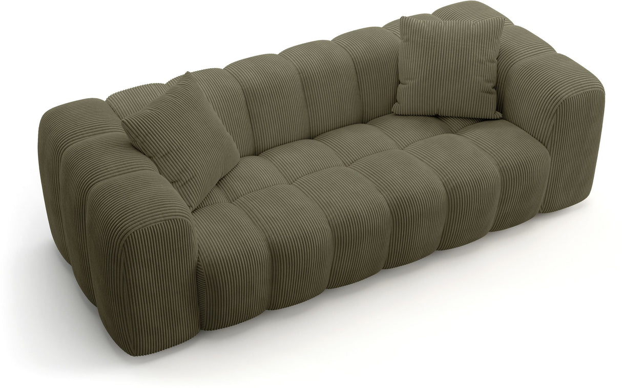 Canapé fixe - 3 places - SFERA - Tissu Vert - 240 x 100 x 80 cm