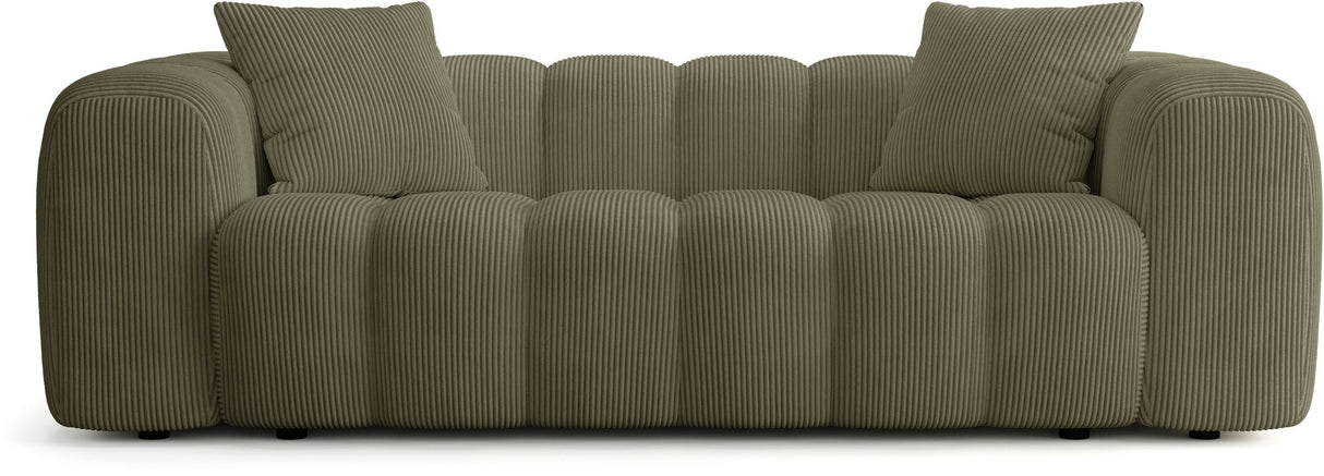 Canapé fixe - 3 places - SFERA - Tissu Vert - 240 x 100 x 80 cm