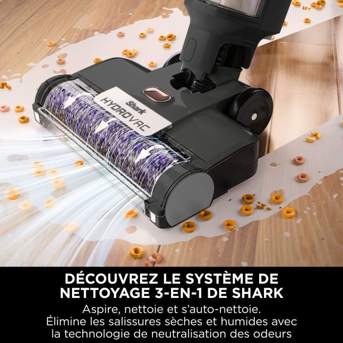 Shark HydroVac WD210EU - Aspirateur Laveur sans fil pour sols durs - Brosse rotative antimicrobienne