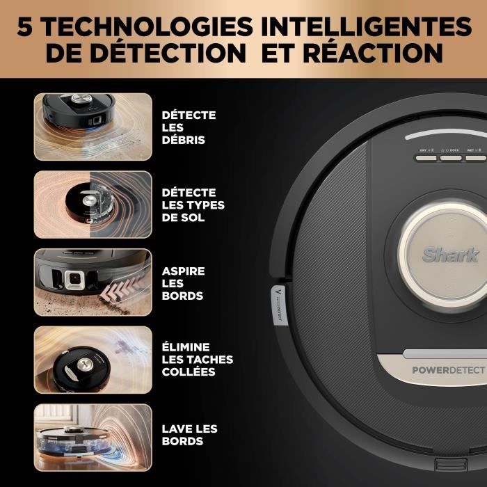 Aspirateur Robot et Laveur Shark RV2800ZEEU PowerDetect NeverTouch Pro 2-en-1 - Autovidant - Autoremplissant - Autonettoyant