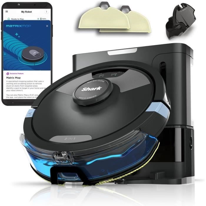 Shark Matrix Plus RV2620WAEU - Aspirateur Robot et Laveur auto-vidant 2-en-1 - Nettoie les coins et les angles - Couverture optimale