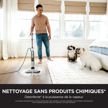 SHARK S8201EU Steam Mop - Balai Vapeur Automatique - 2 tampons rotatifs - 3 réglages vapeur - Elimine taches et saleté