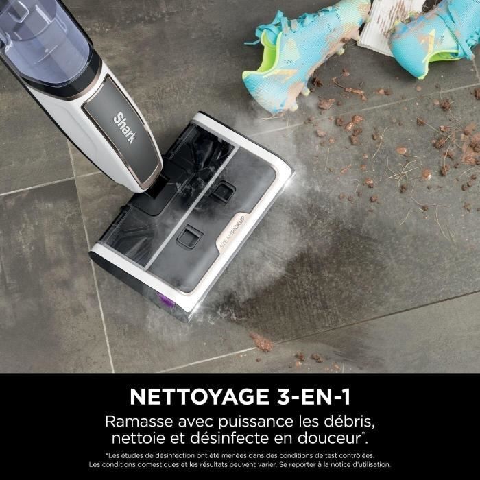 Shark SteamPickUp SD200EU - Balai Vapeur 3-en-1 pour sols durs - Sépare débris humides et secs