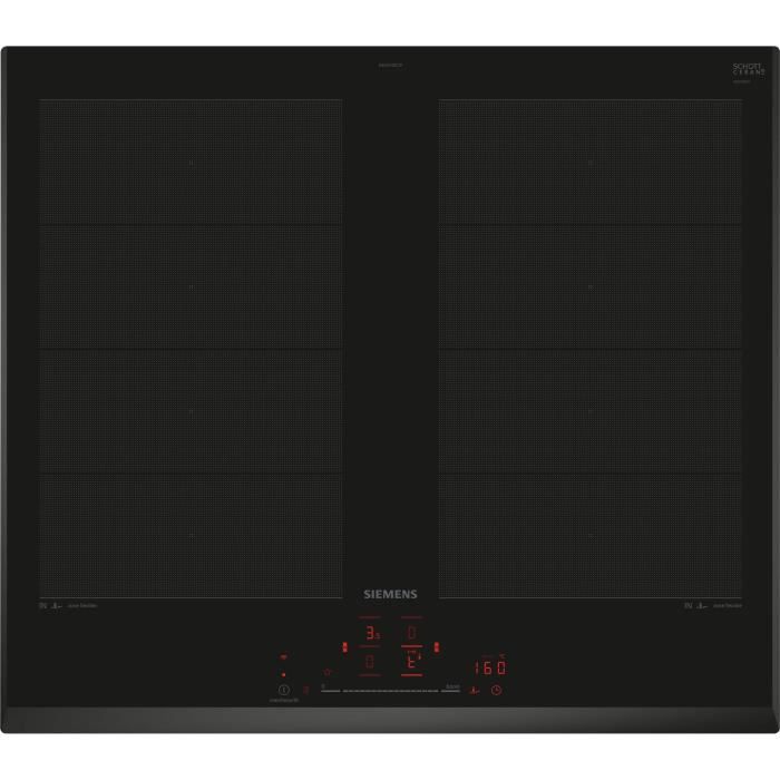 Table induction 60cm - SIEMENS - 4-foyers - 59,2 x 52,2 cm - Noir - Home connect - IQ700 - EX651HXC1F