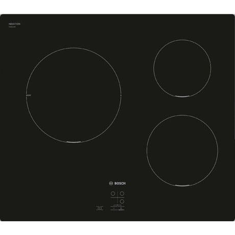 Table induction 60 cm - Bosch Série 2 - 3 foyers - Noir - Touch Select - H5,1 x L59,2 x P52,2 cm - PUC611AA5E
