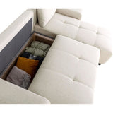 Canapé d'angle convertible réversible - 3 places - SIERRA - Avec coffre - Tissu Beige - 243 x 160 x 82 cm
