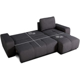 Canapé d'angle convertible réversible - 3 places - SIERRA - Avec coffre - Tissu Anthracite - 243 x 160 x 82 cm