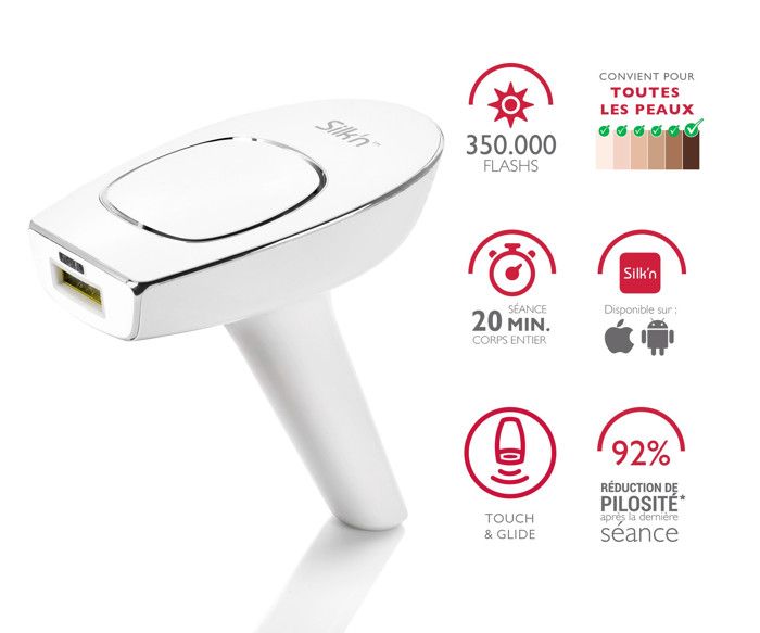 Épilation a lumiere pulsée Silk'n Motion - Épilation longue durée corps et visage - 350.000 flashs - Toutes couleurs de peau