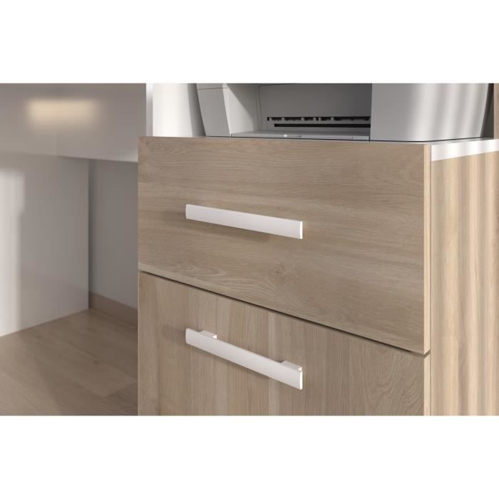 Bureau gaming avec LED Silver - Décor chene et  mélamine blanc brillant - L 178 x P 88 x H 68 cm - PARISOT