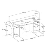 Bureau gaming avec LED Silver - Décor chene et  mélamine blanc brillant - L 178 x P 88 x H 68 cm - PARISOT