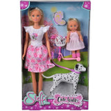Steffi Love poupÈe dalmatien + Evi Love - 2 poupÈes 29 et 12 cm - 2 Figurines Dalmatien - Trotinette Evi - Des 3 ans
