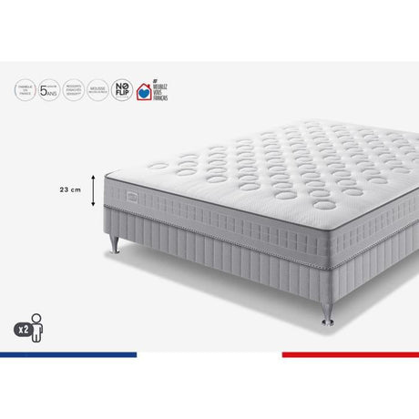 Ensemble matelas sommier 140 x 190 SIMMONS  Hauteur 23 cm - Ressorts ensachés Sensoft - Fabriqué en France -  SW1