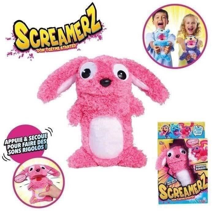 Smoby - Screamerz - Peluche intÈractive amusante - Lapin - 27 cm - Bruits en la secouant ou appuyant sur le bouton