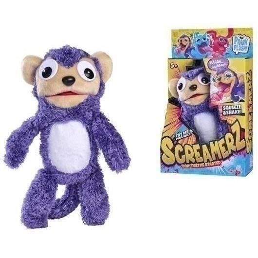 Smoby - Screamerz - Peluche intéractive amusante - Singe - 28 cm - Bruits en la secouant ou appuyant sur le bouton