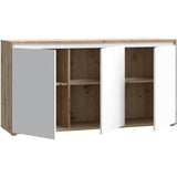 Buffet - SKELPE - Blanc mat et chene - 3 portes + 3 tablettes - 152,6 x 42 x 78,5 cm