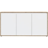 Buffet - SKELPE - Blanc mat et chene - 3 portes + 3 tablettes - 152,6 x 42 x 78,5 cm