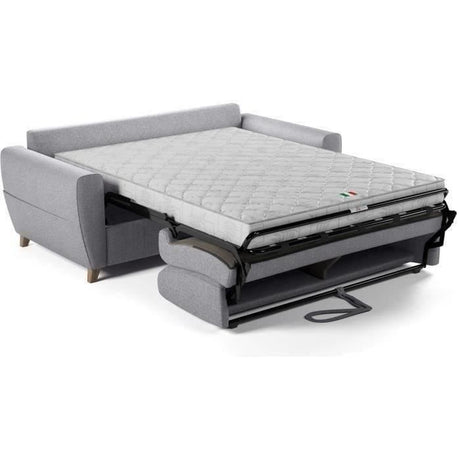 Canapé convertible express 3 places SKY - Tissu Gris - matelas 14cm - 192 x 100 x 88 cm