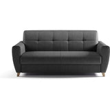 Canapé convertible express 3 places SKY - Tissu Anthracite - matelas 14cm - 192 x 100 x 88 cm