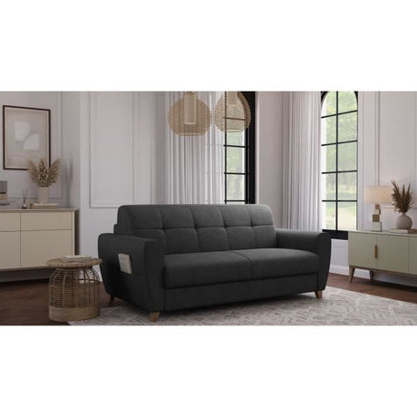 Canapé convertible express 3 places SKY - Tissu Anthracite - matelas 14cm - 192 x 100 x 88 cm