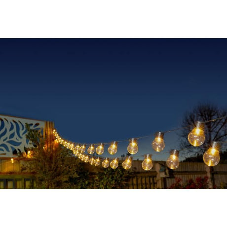 Guirlande solaire SMART GARDEN Globulb 40 LED blanc chaud 13,7 m, panneau solaire, IP44