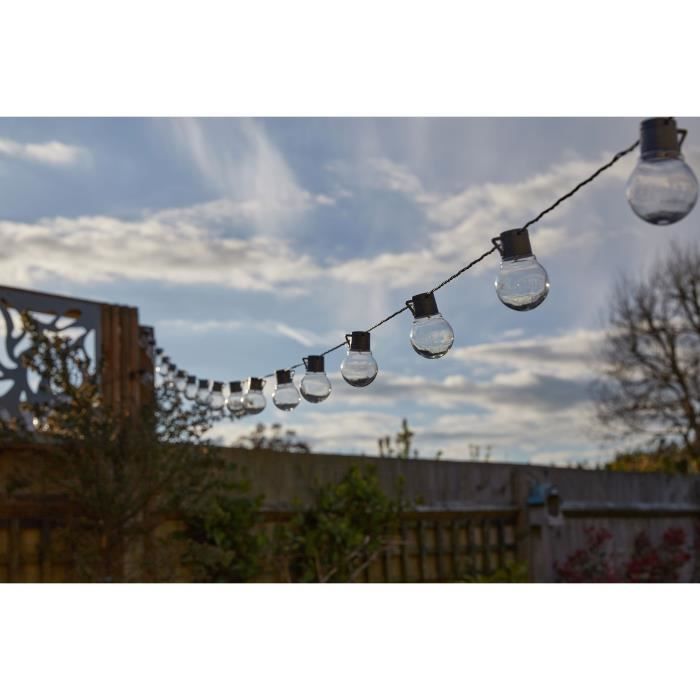 Guirlande solaire - SMART GARDEN - GloBulb - 10 Lumens - 40 ampoules - LEDs blanc chaud - Plastique - L 18.4 m