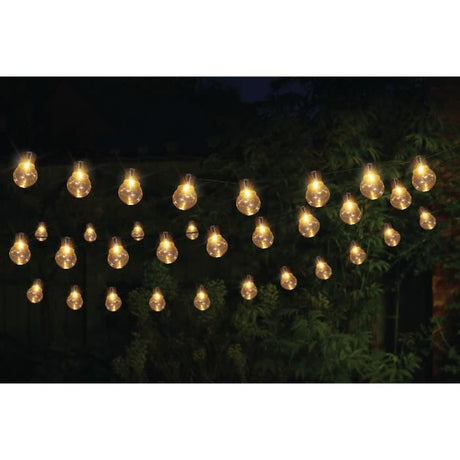 Guirlande solaire SMART GARDEN Globulb 40 LED blanc chaud 13,7 m, panneau solaire, IP44