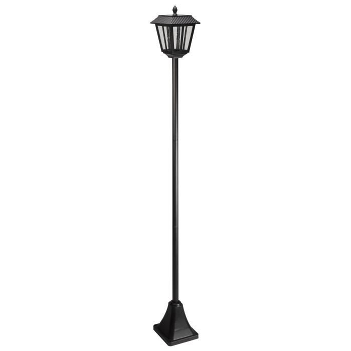 Lampadaire solaire lanterne 170 cm SMART SOLAR - 100 lm, lentille verre effet goutte, LED blanc froid