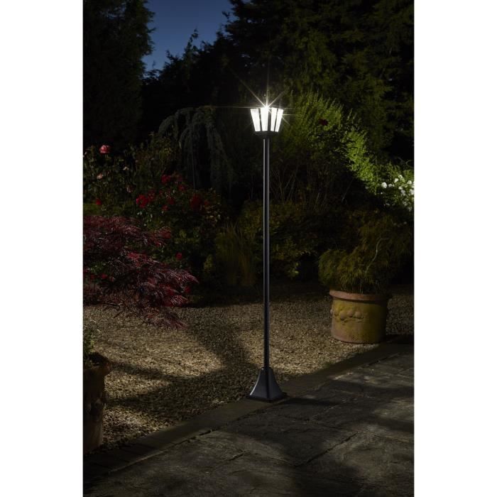 Lampadaire solaire lanterne 170 cm SMART SOLAR - 100 lm, lentille verre effet goutte, LED blanc froid