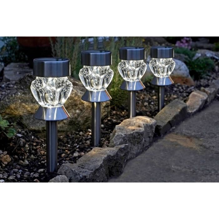 Pack de 4 balises solaires verre Crystal - SMART GARDEN