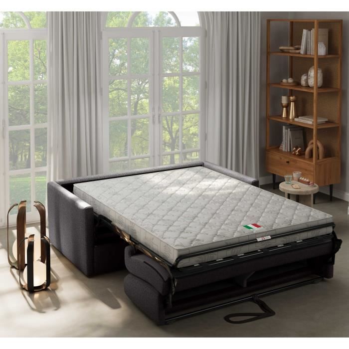 Canapé convertible express - 3 places - SMALL - Tissu anthracite - 168 x 98 x 86 cm