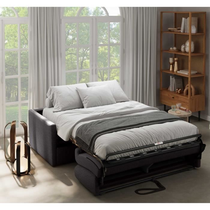 Canapé convertible express - 3 places - SMALL - Tissu anthracite - 168 x 98 x 86 cm