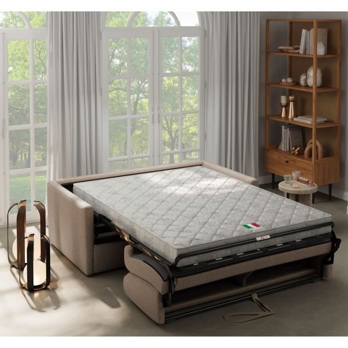 Canapé convertible express - 3 places - SMALL - Tissu beige - 168 x 98 x 86 cm