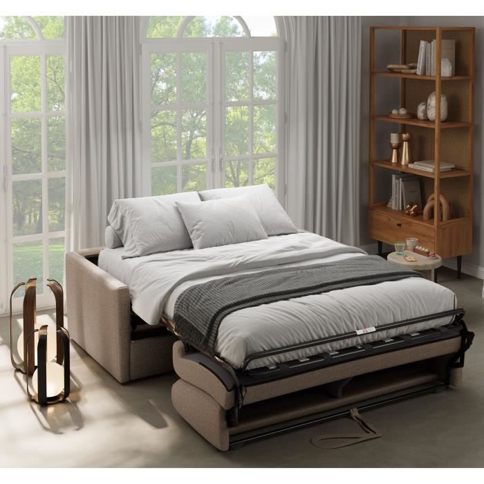 Canapé convertible express - 3 places - SMALL - Tissu beige - 168 x 98 x 86 cm